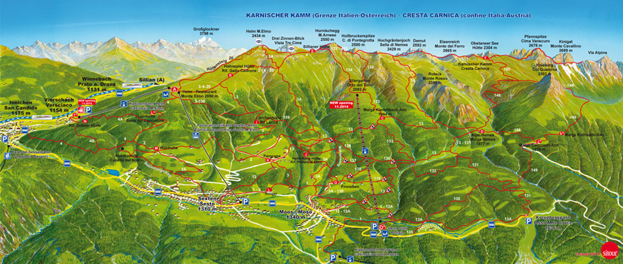 Panoramakarte Drei Zinnen Dolomiten